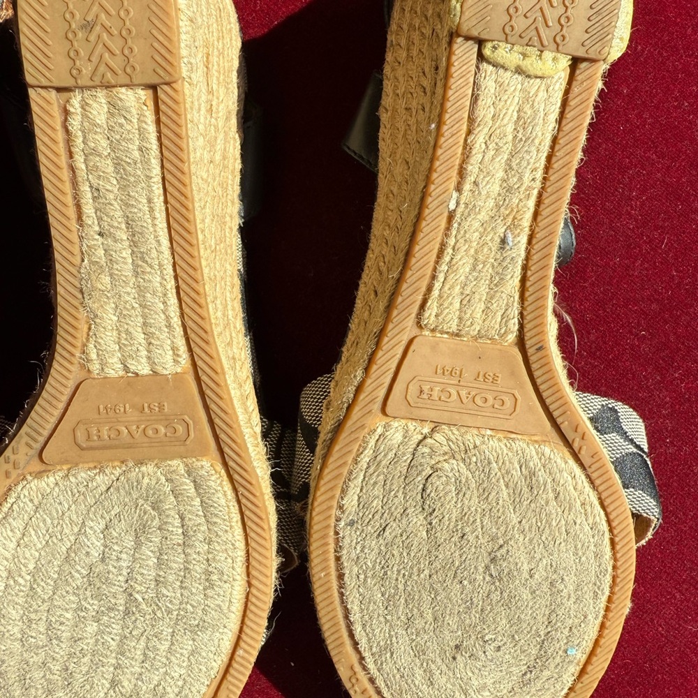 Coach Beige and Black Woven Sandals